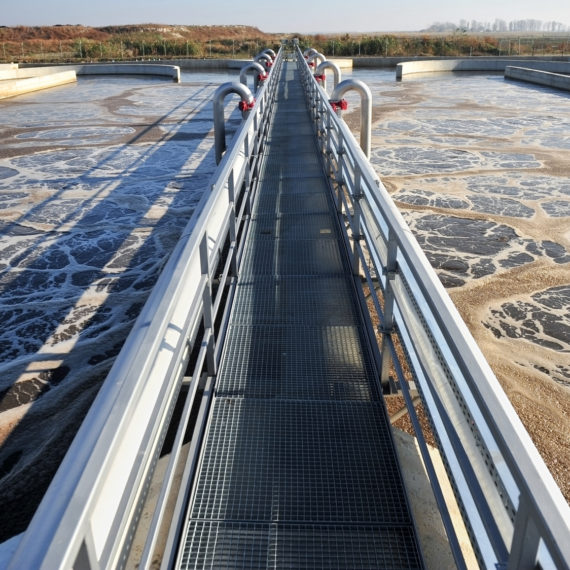 Industrial scene with a modern waste water treatment plant